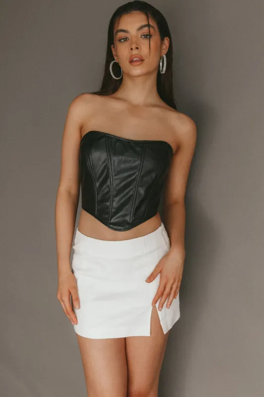 Lucked Out Split Mini Skirt White sold by Selfie Leslie