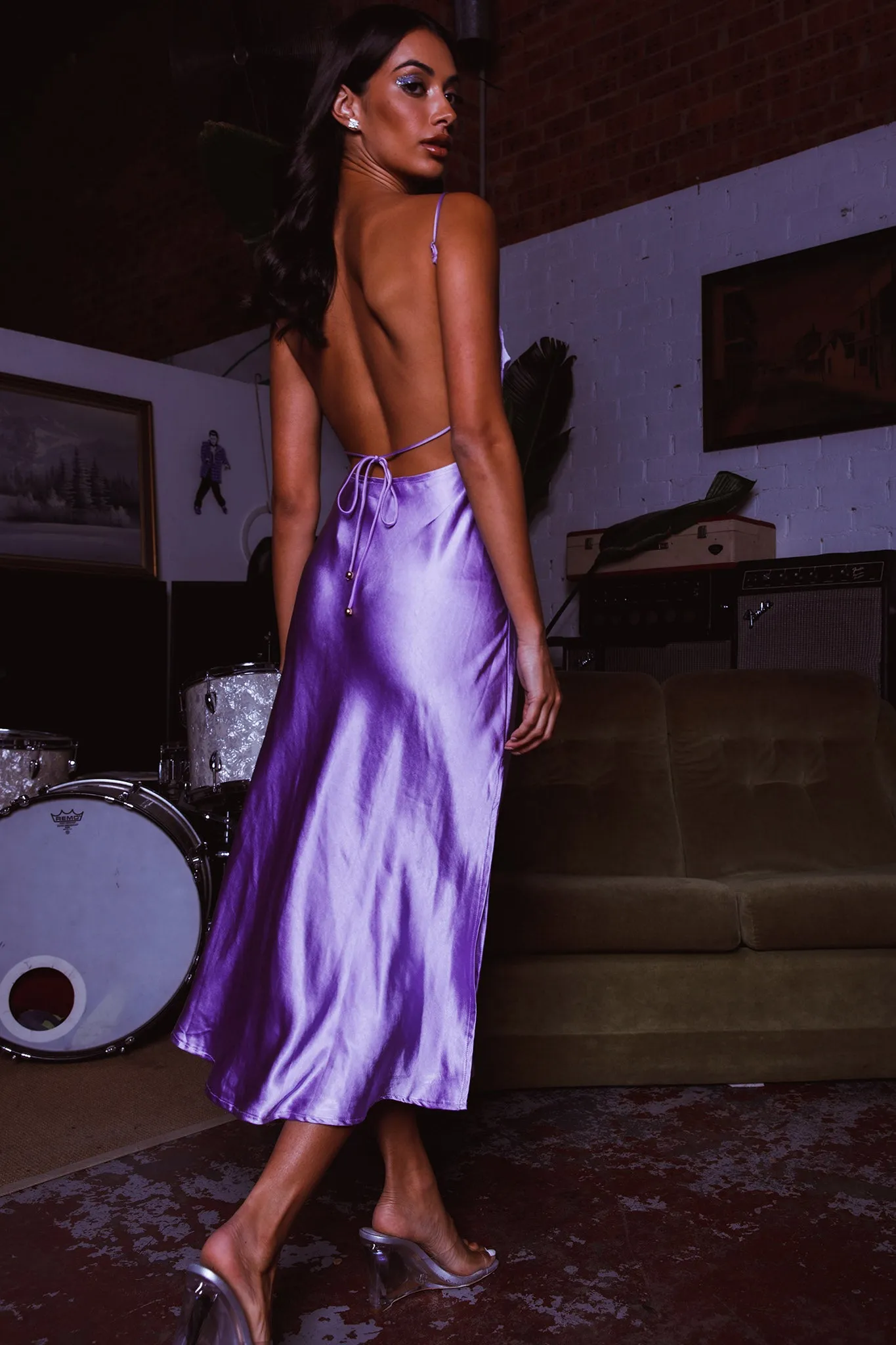 Dolce Life Low Back Midi Dress Lilac sold by Selfie Leslie product image thumbnail 2