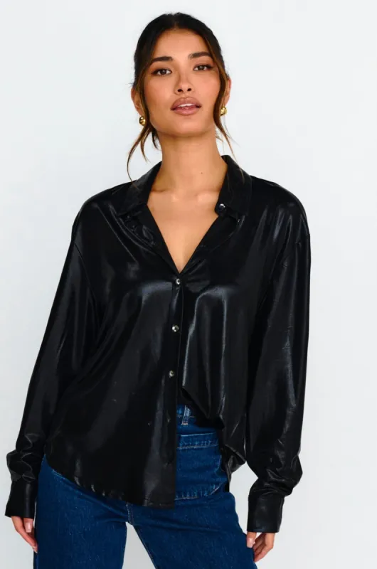 Benni Long Sleeve Button-Up Shirt Black sold by Selfie Leslie