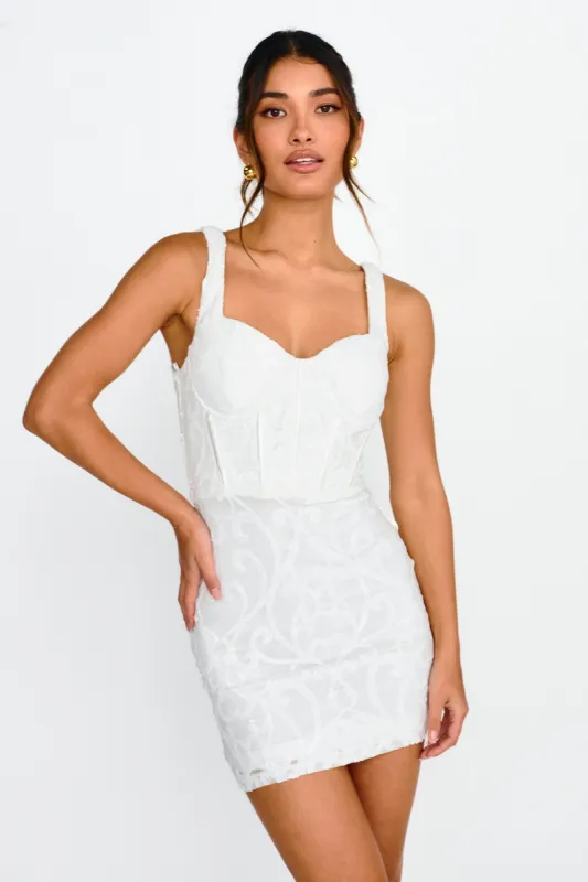 Kaden Sequin Embellished Mini Dress White sold by Selfie Leslie
