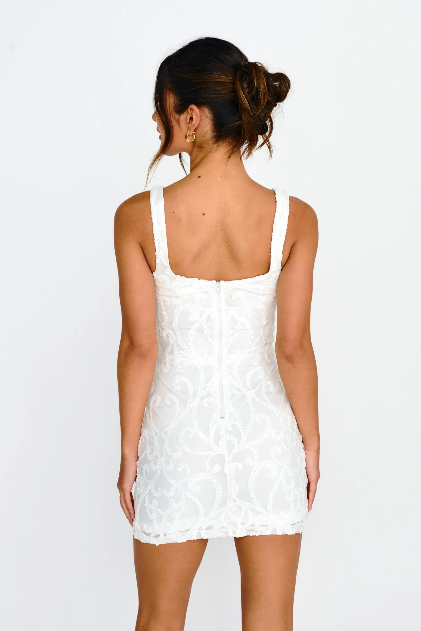 Kaden Sequin Embellished Mini Dress White sold by Selfie Leslie product image thumbnail 2