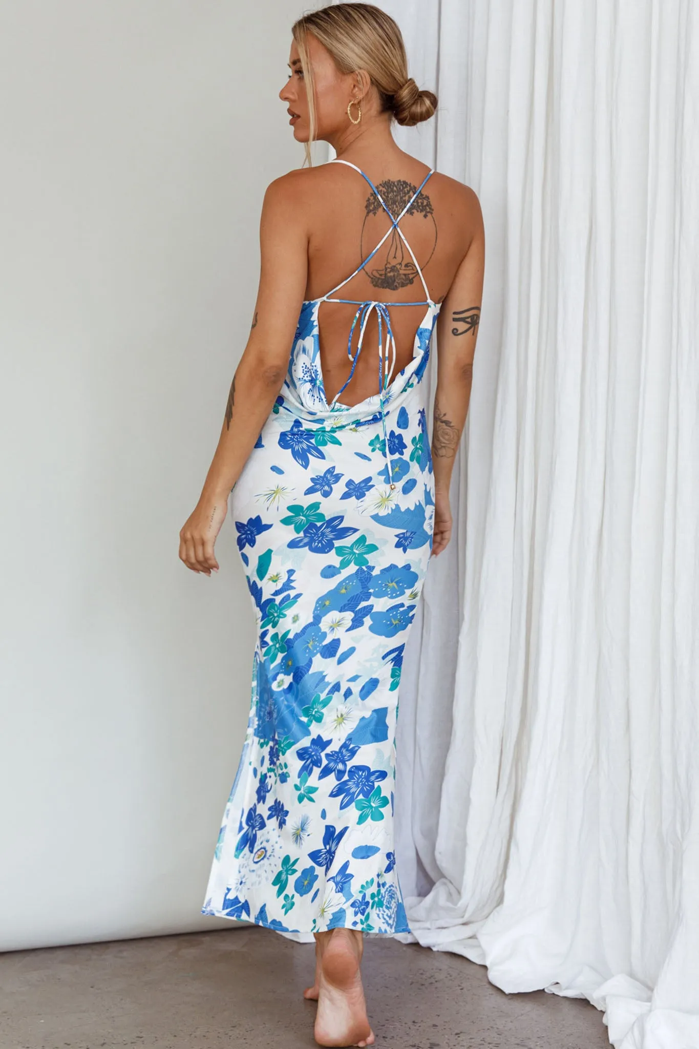 You're My Sunshine Tie-Up Back Midi Dress Blue sold by Selfie Leslie product image thumbnail 2