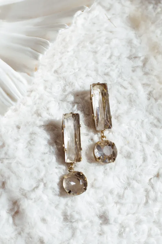 Cara Glass Crystal Drop Earrings Clear sold by Selfie Leslie