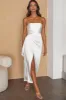 Gianna Strapless Waist Tie Midi Dress White sold by Selfie Leslie