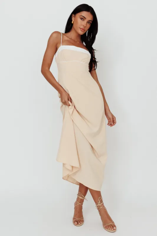 Taera Cami Strap Midi Dress Oat sold by Selfie Leslie