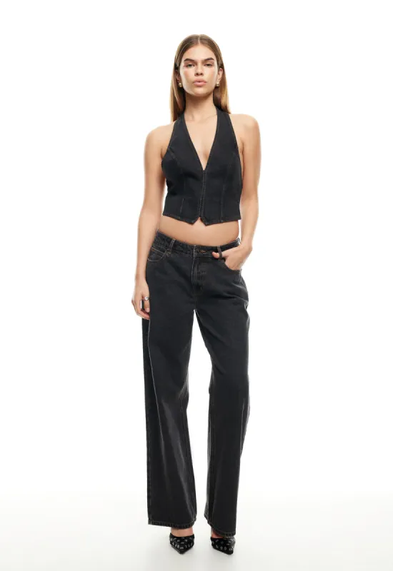 LIONESS Je Suis Halter Top Charcoal sold by Selfie Leslie