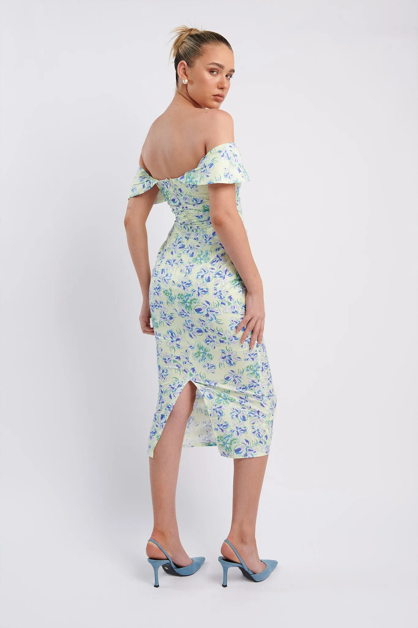 Lillianne Off-Shoulder Midi Dress Floral Blue sold by Selfie Leslie product image thumbnail 2