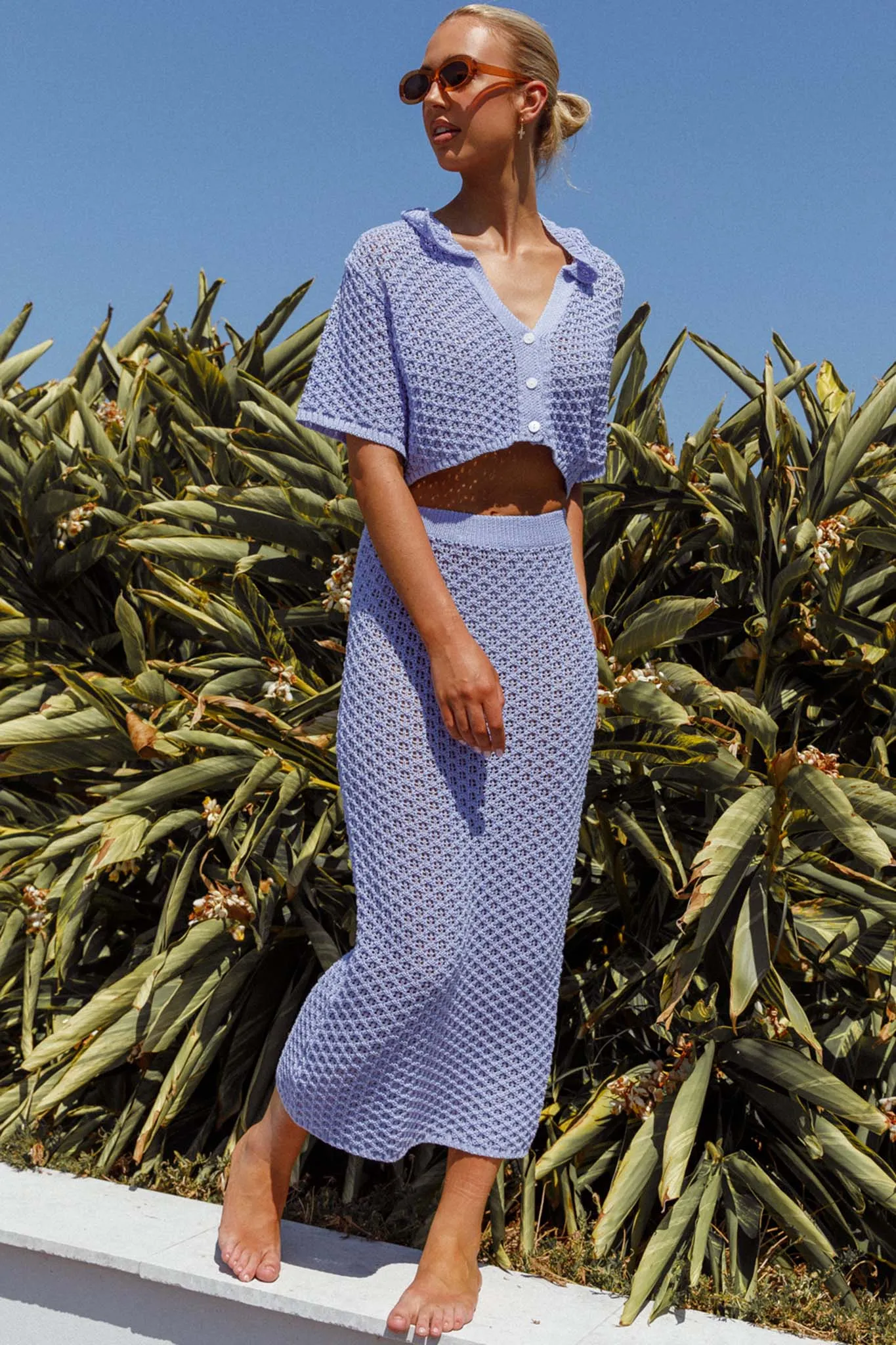 Summer Sunset Crochet Maxi Skirt Lavender sold by Selfie Leslie