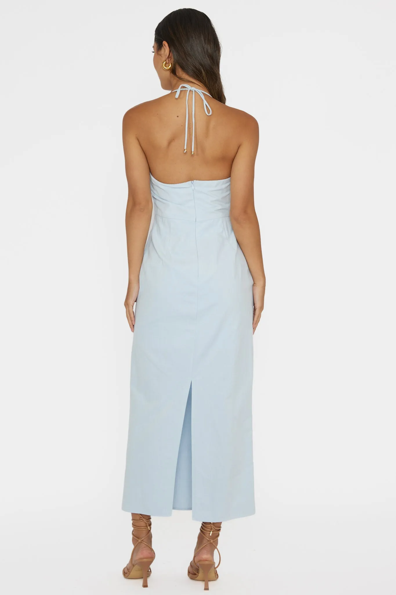 Arielle Gathered Bust Halterneck Midi Dress Pale Blue sold by Selfie Leslie product image thumbnail 2