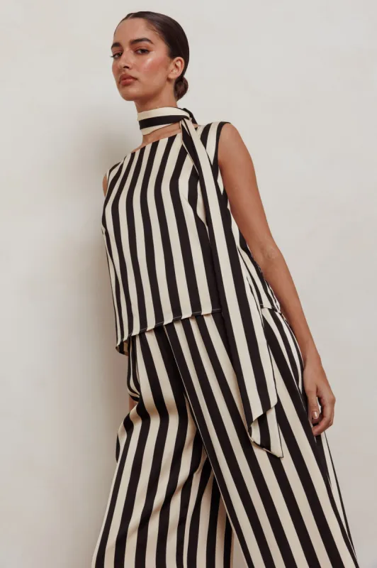 Love Galore Striped Sleeveless Top Black/Beige sold by Selfie Leslie