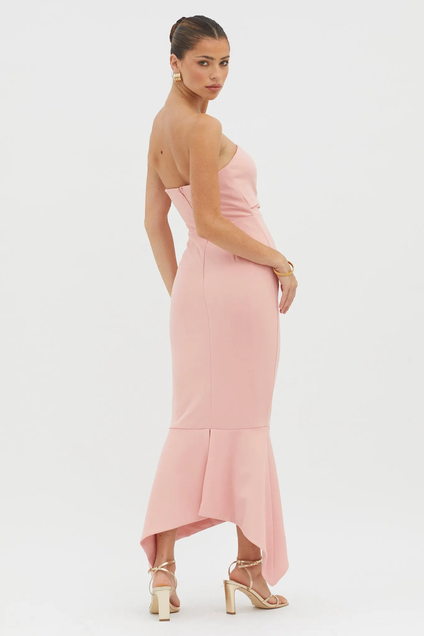 Sharona Strapless Gathered Midi Dress Blush sold by Selfie Leslie product image thumbnail 2