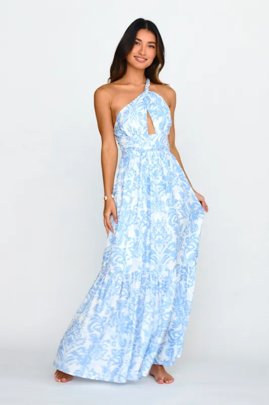 Kamali One-Shoulder Keyhole Maxi Dress Blue sold by Selfie Leslie