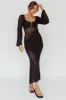 Zizi Long Sleeve Crochet Maxi Dress Black sold by Selfie Leslie