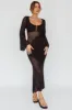 Zizi Long Sleeve Crochet Maxi Dress Black sold by Selfie Leslie