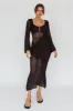 Zizi Long Sleeve Crochet Maxi Dress Black sold by Selfie Leslie