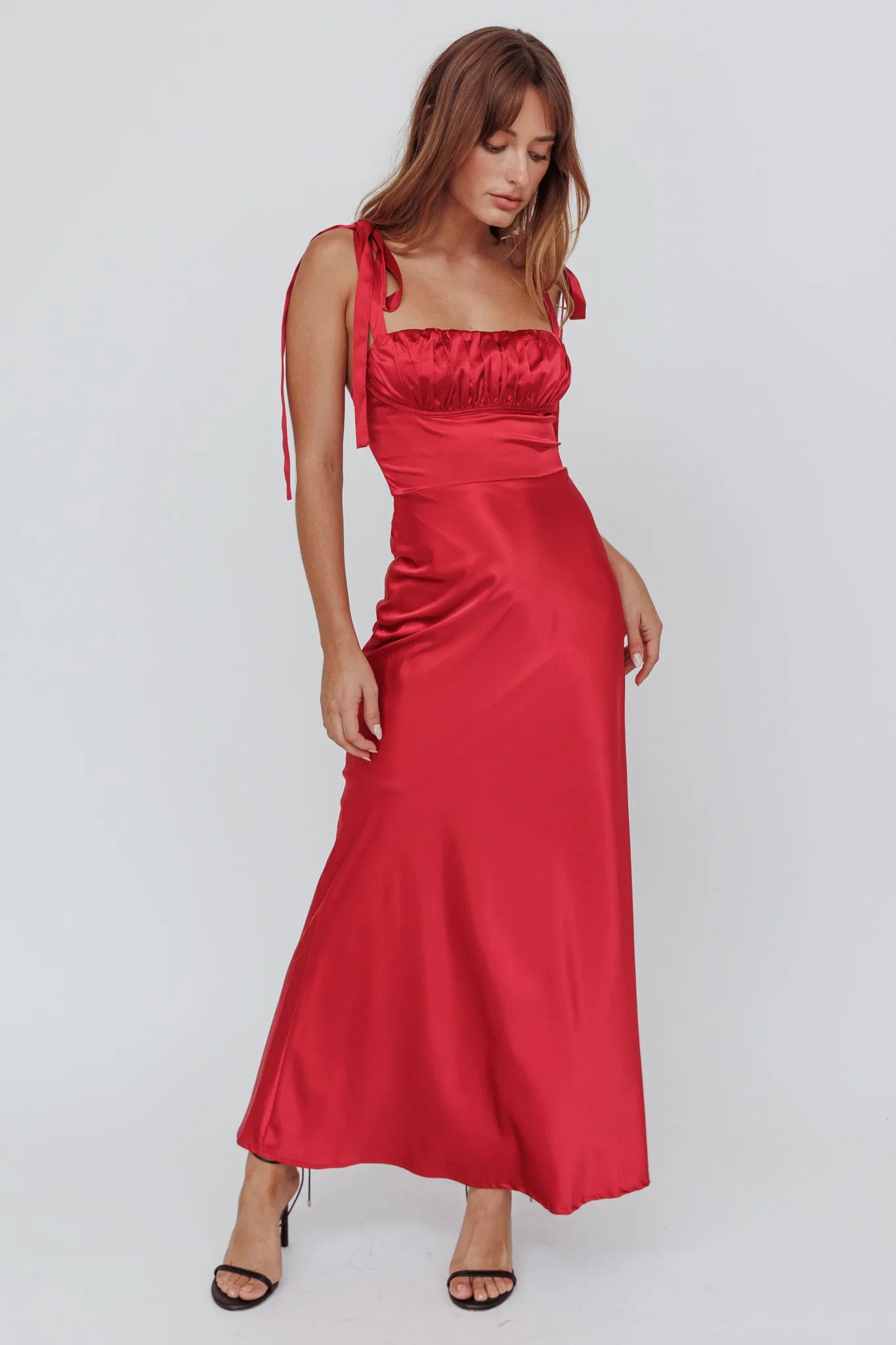 Pennelope Tied Shoulder Maxi Dress Wine sold by Selfie Leslie product image thumbnail 3