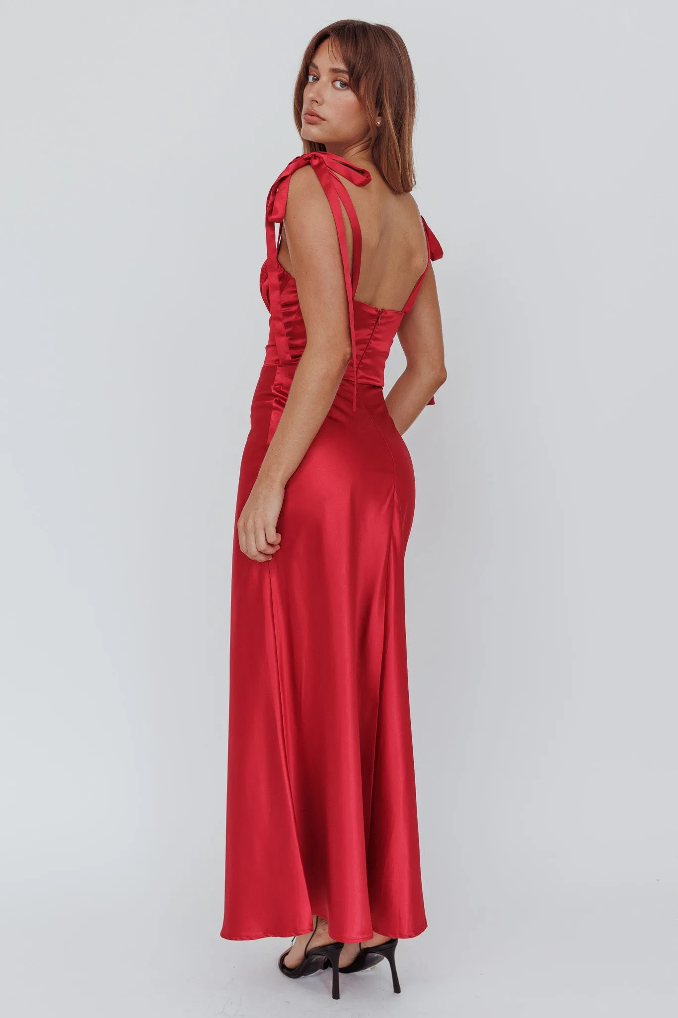 Pennelope Tied Shoulder Maxi Dress Wine sold by Selfie Leslie product image thumbnail 2