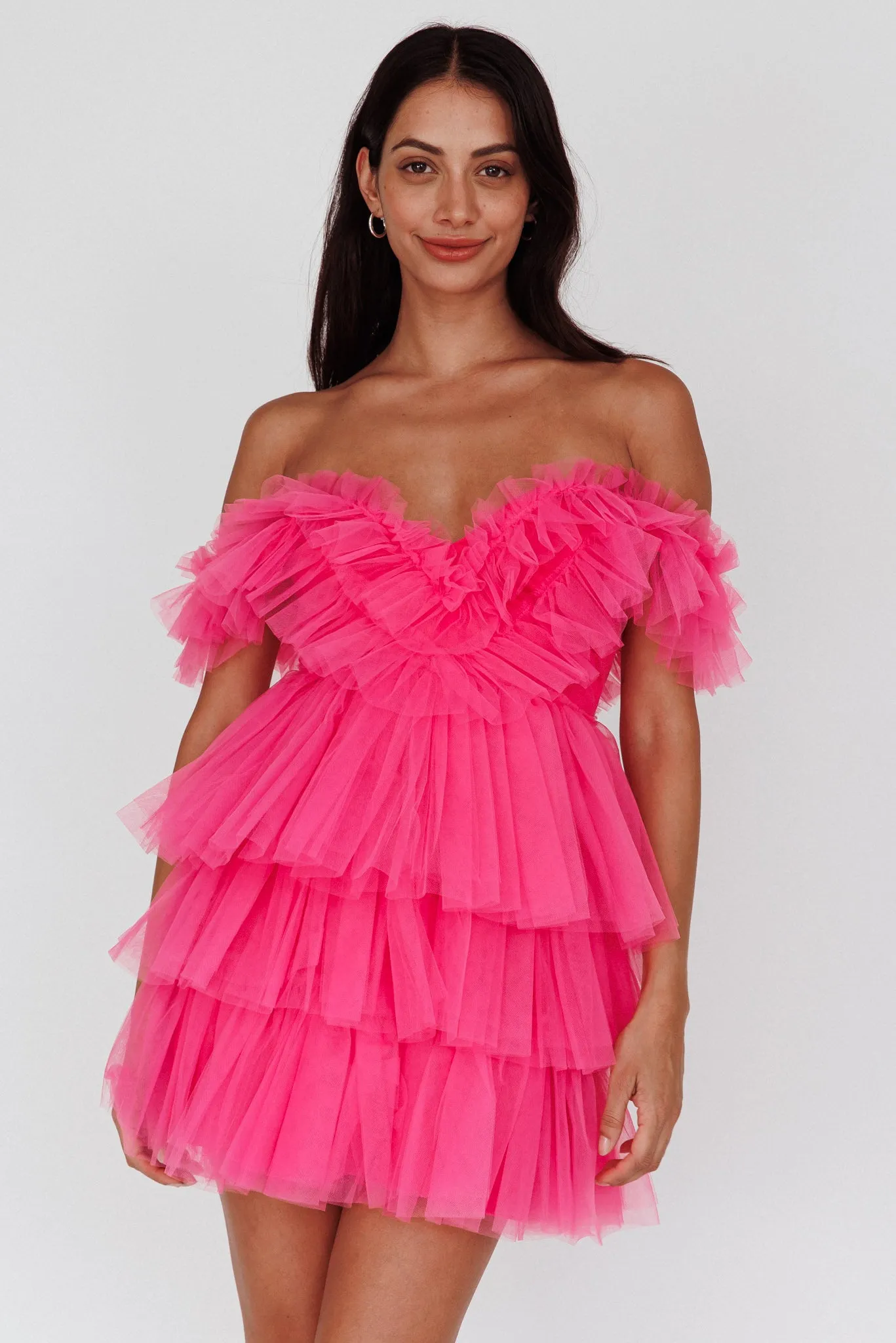 Froufrou Layered Tulle Mini Dress Hot Pink sold by Selfie Leslie product image thumbnail 5