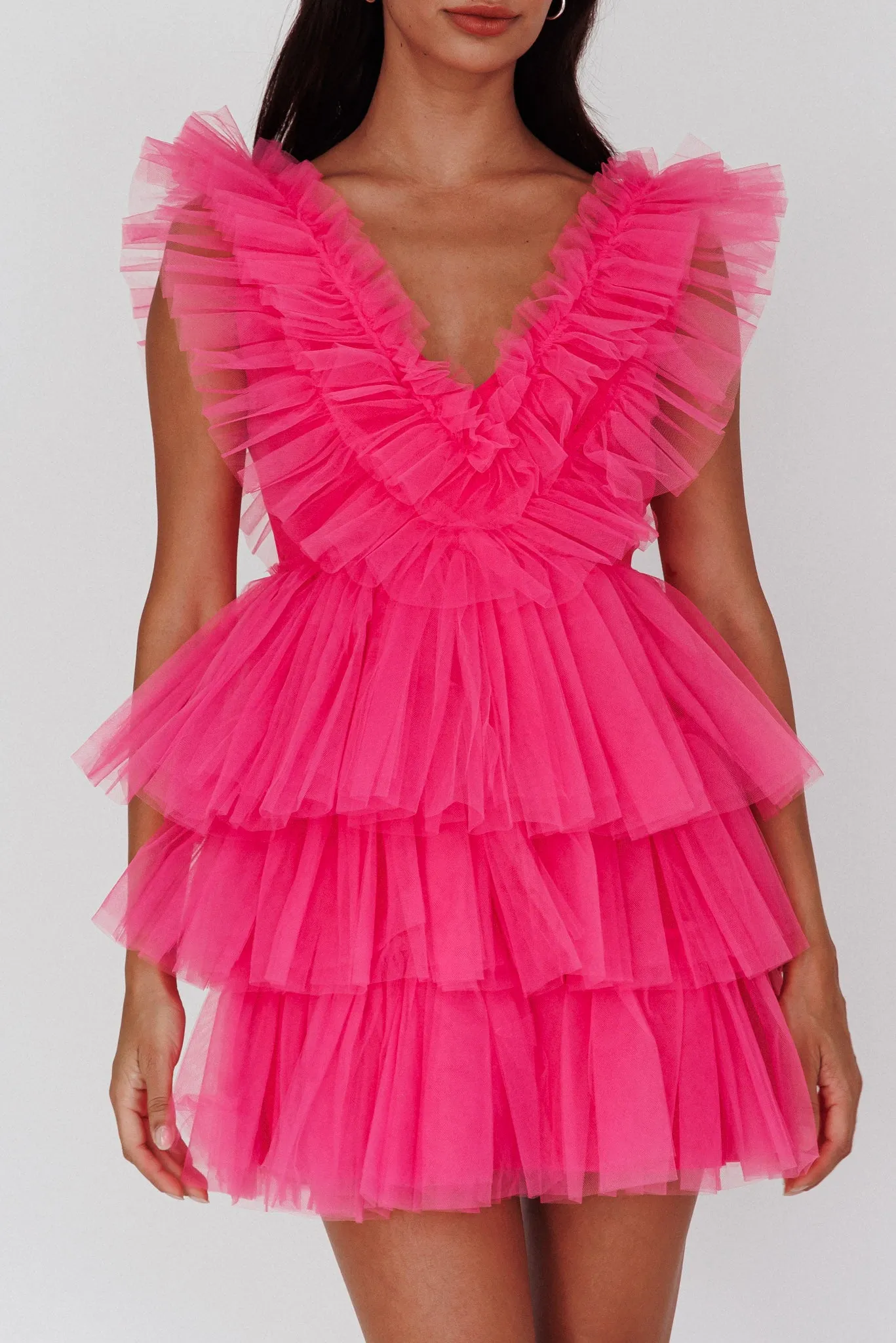 Froufrou Layered Tulle Mini Dress Hot Pink sold by Selfie Leslie product image thumbnail 3