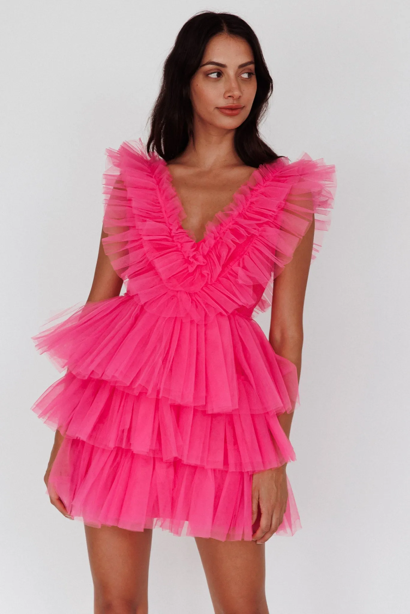 Froufrou Layered Tulle Mini Dress Hot Pink sold by Selfie Leslie