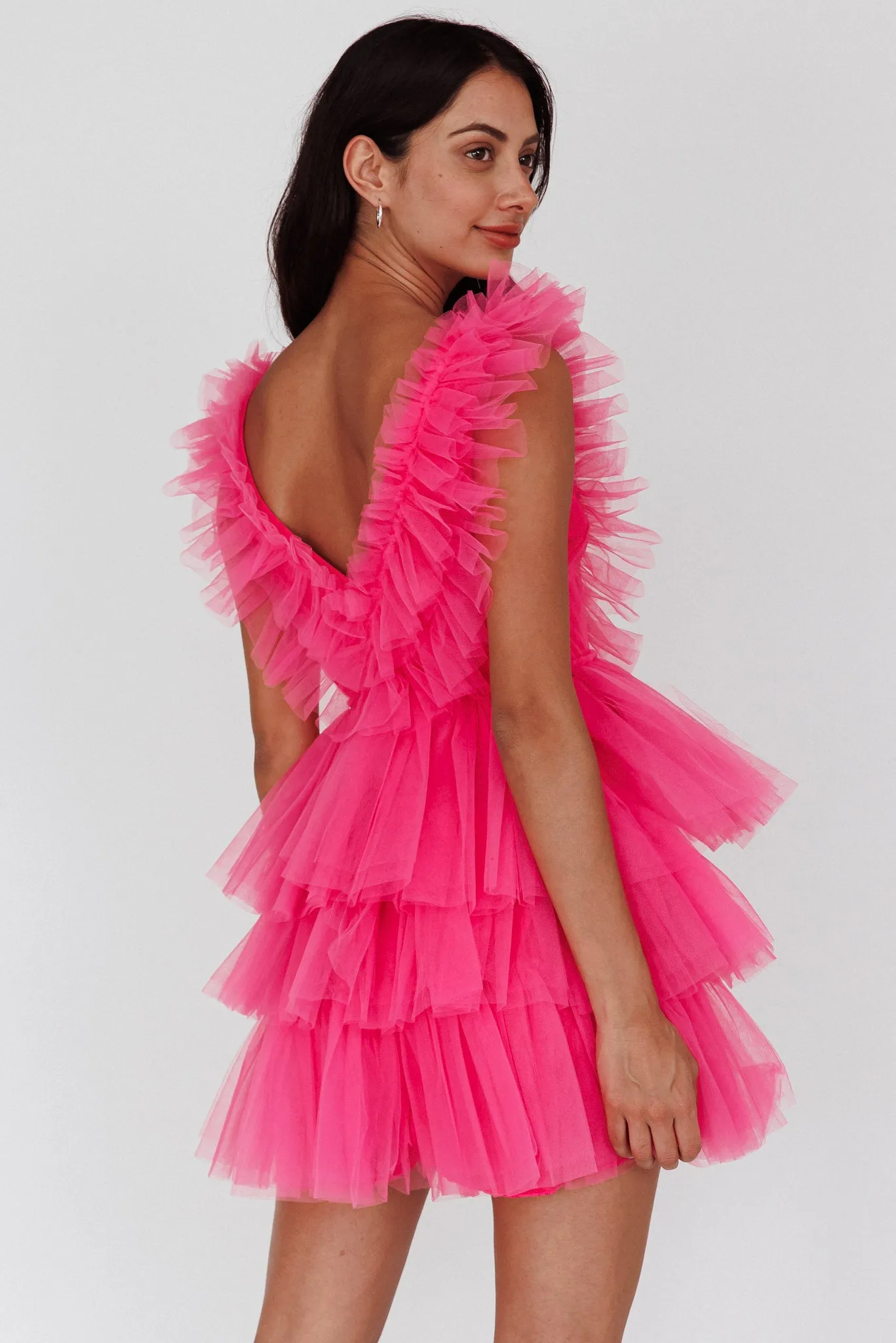 Froufrou Layered Tulle Mini Dress Hot Pink sold by Selfie Leslie product image thumbnail 2