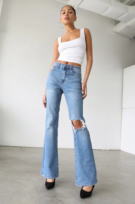 DOGMA High Rise Flare Leg Denim Jeans Medium Wash sold by Selfie Leslie