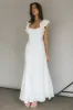 Bronte Ruffle Strap Midi Dress Cream sold by Selfie Leslie