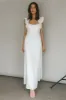 Bronte Ruffle Strap Midi Dress Cream sold by Selfie Leslie