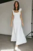 Bronte Ruffle Strap Midi Dress Cream sold by Selfie Leslie
