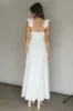 Bronte Ruffle Strap Midi Dress Cream sold by Selfie Leslie