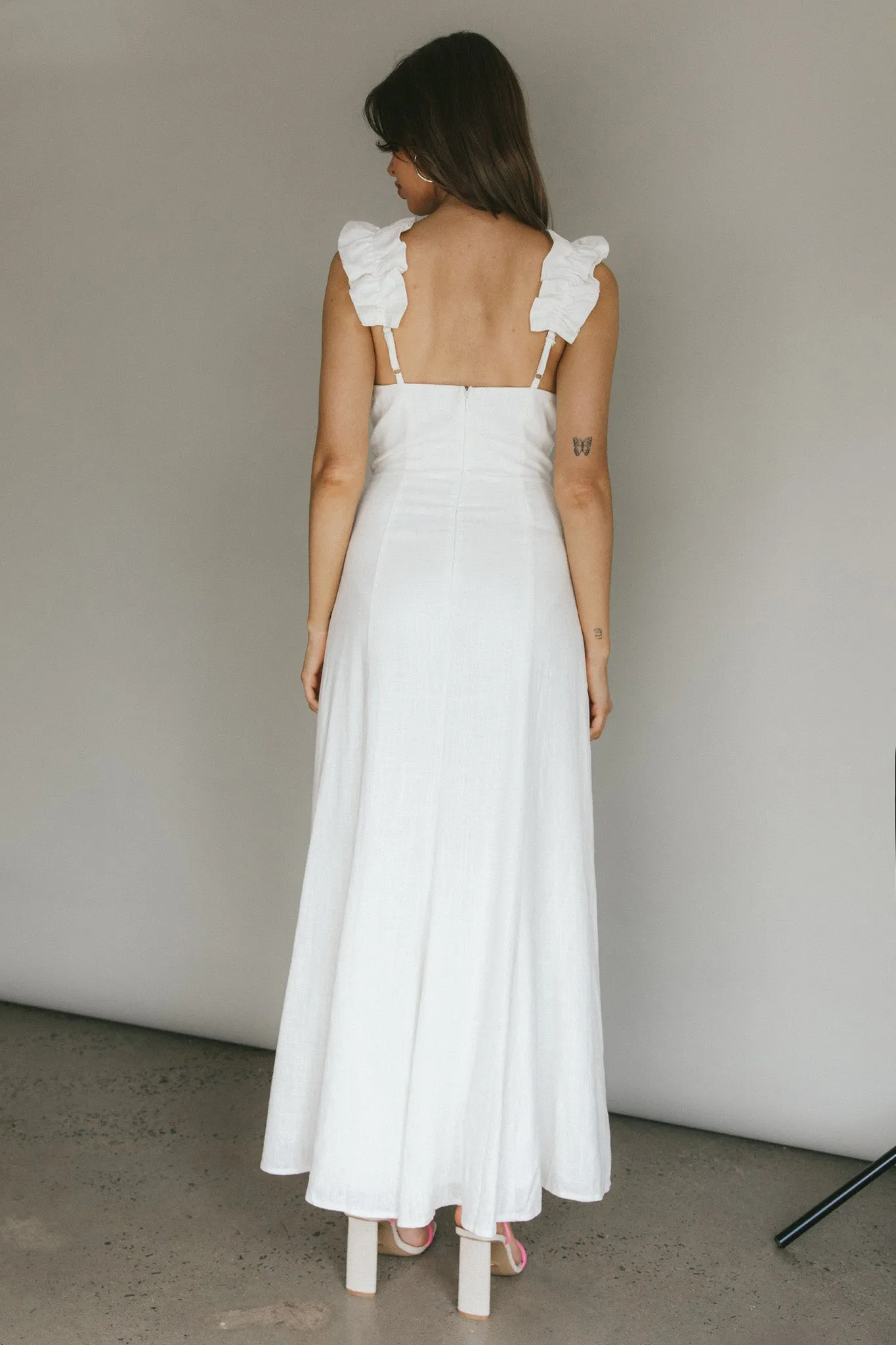 Bronte Ruffle Strap Midi Dress Cream sold by Selfie Leslie product image thumbnail 2