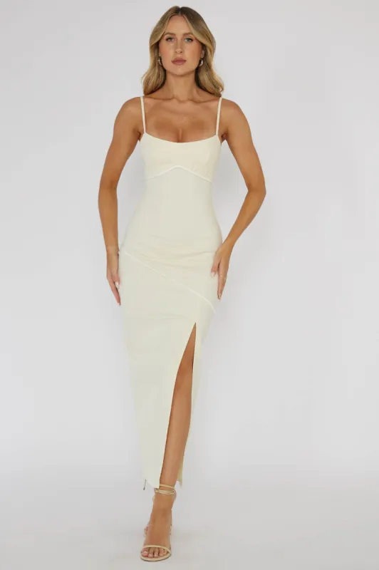 Blair Piping Trim Midi Dress Butter sold by Selfie Leslie