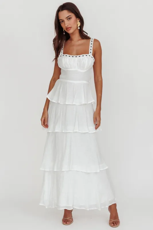 Provence Bloom Tiered Ruffle Maxi Dress White sold by Selfie Leslie