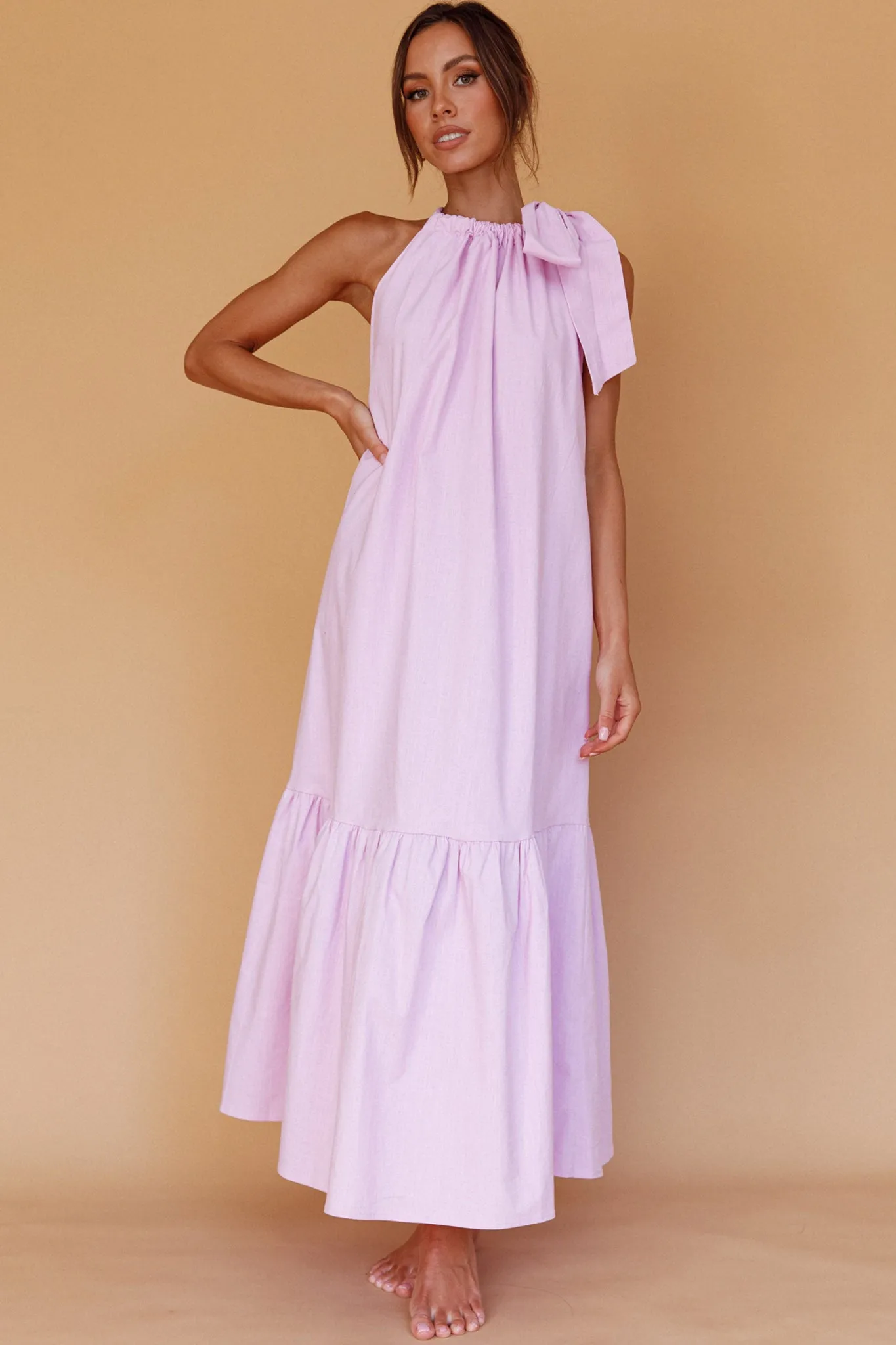 Cruise Shoulder Tie Maxi Dress Lilac sold by Selfie Leslie product image thumbnail 5