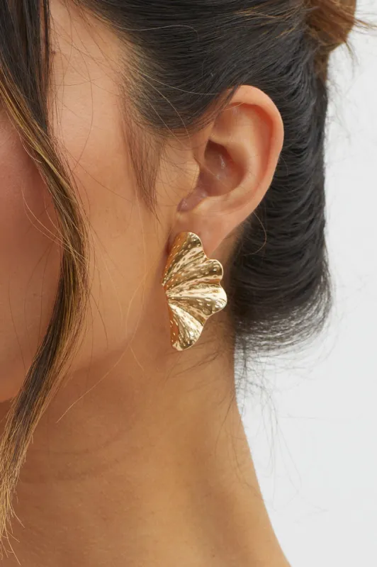 Olga Fan-shaped Leaf Earrings Gold sold by Selfie Leslie