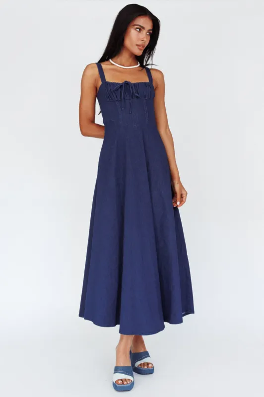 Sweet Pea Tied Bust Maxi Dress Indigo sold by Selfie Leslie