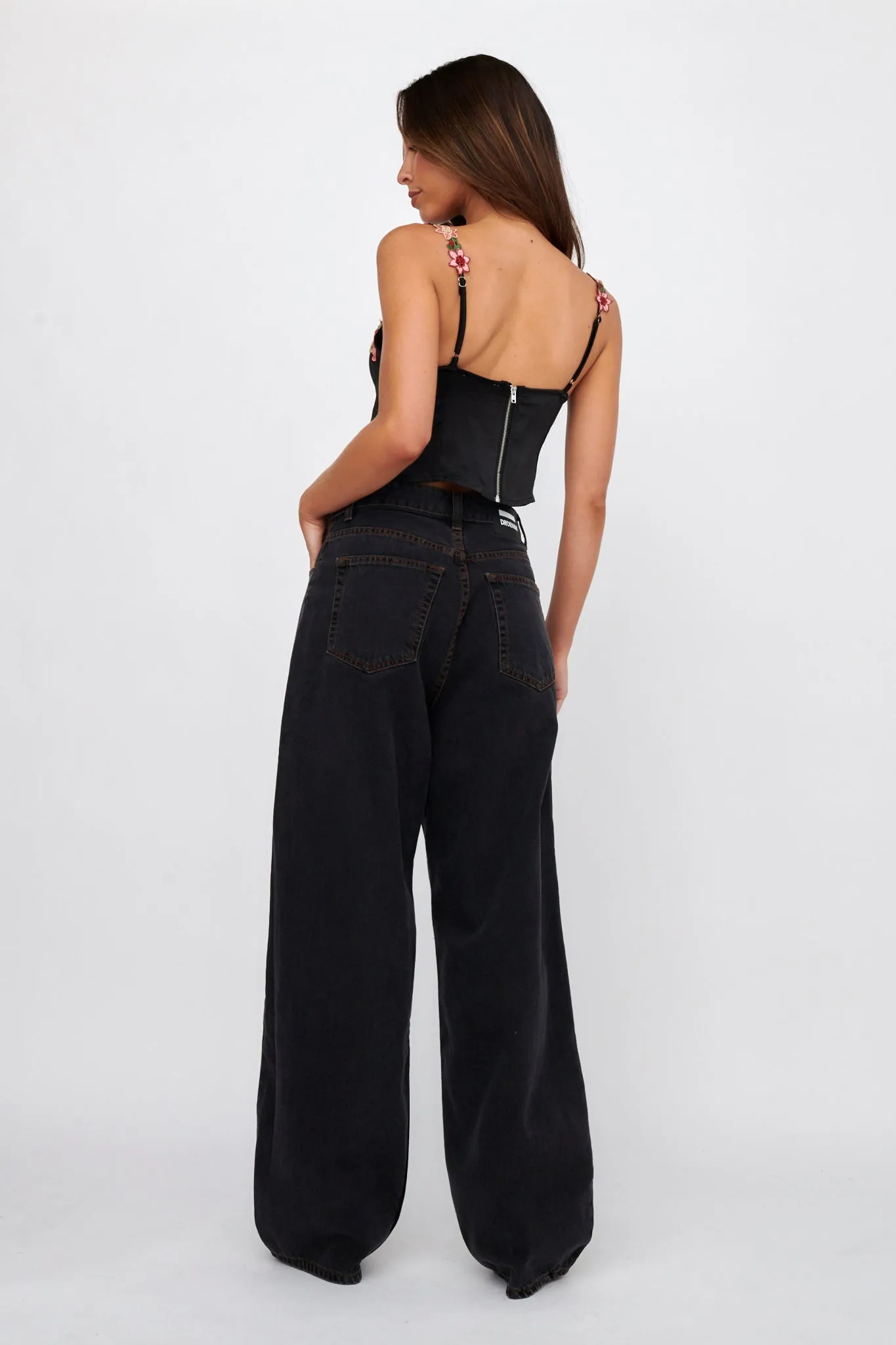 Rose Garden Floral Applique Crop Top Black sold by Selfie Leslie product image thumbnail 3