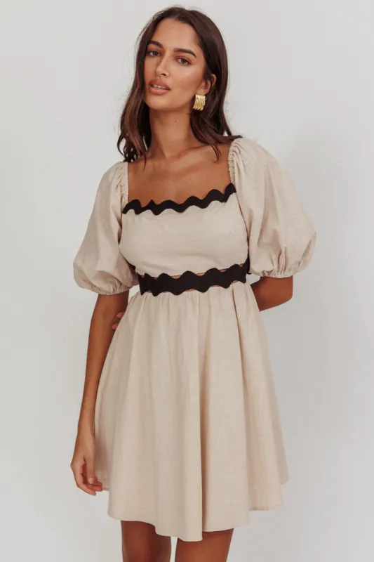 Akali Puff Sleeve A-line Mini Dress Oat sold by Selfie Leslie
