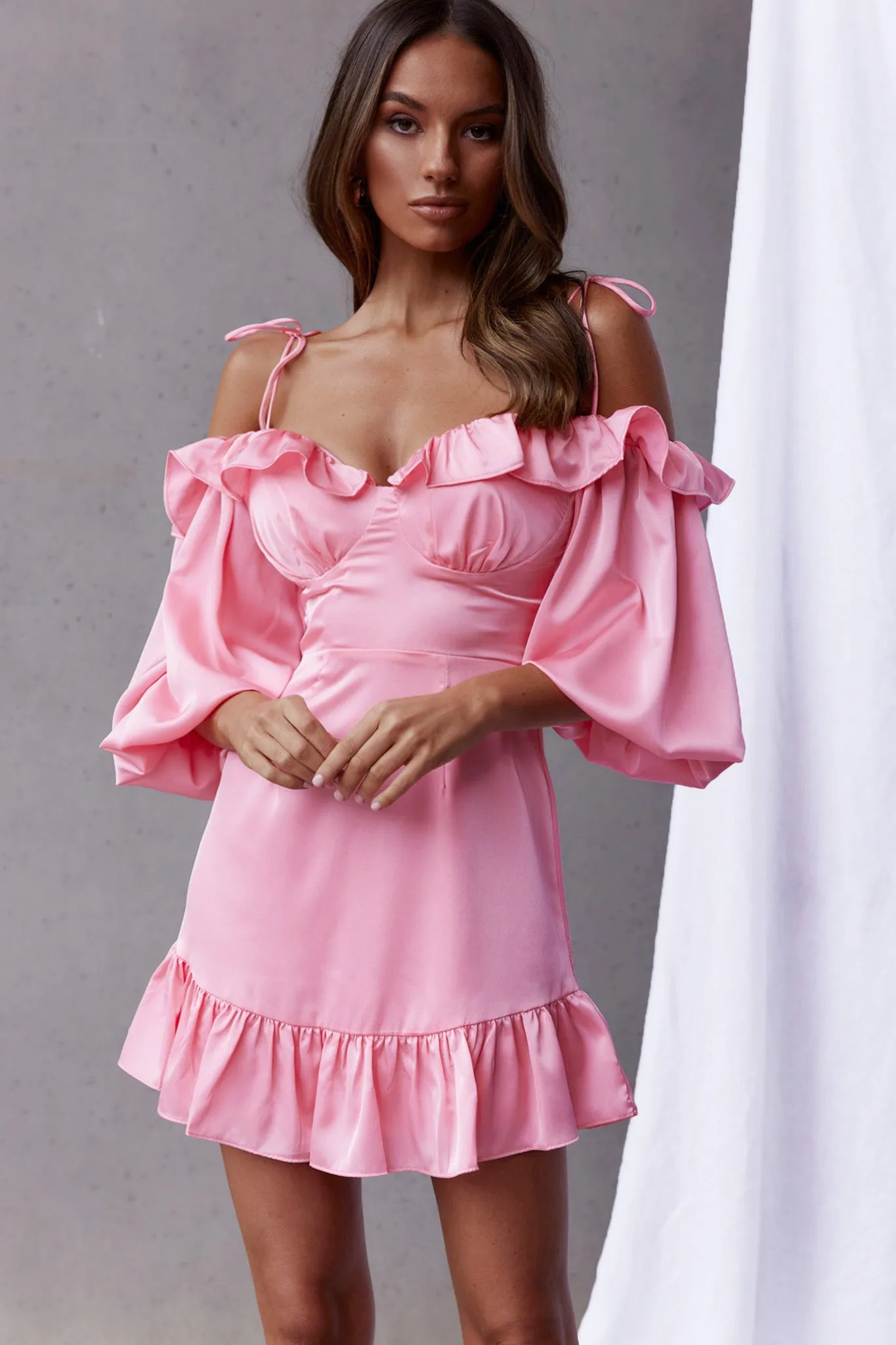 Ode To Love Sweetheart Neckline Balloon Sleeve Dress Pink sold by Selfie Leslie