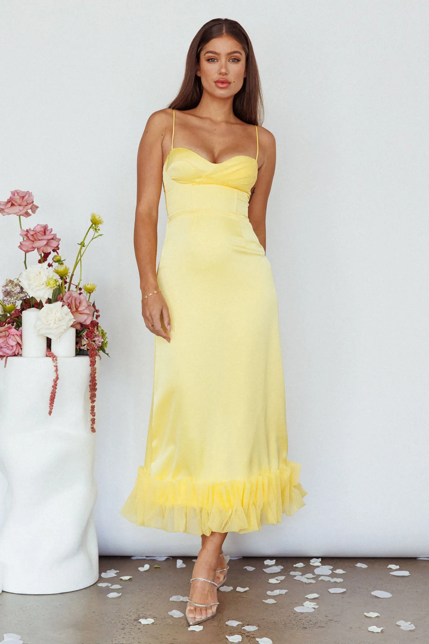 Buona Sera Hem Decoration Midi Dress Lemon sold by Selfie Leslie product image thumbnail 4