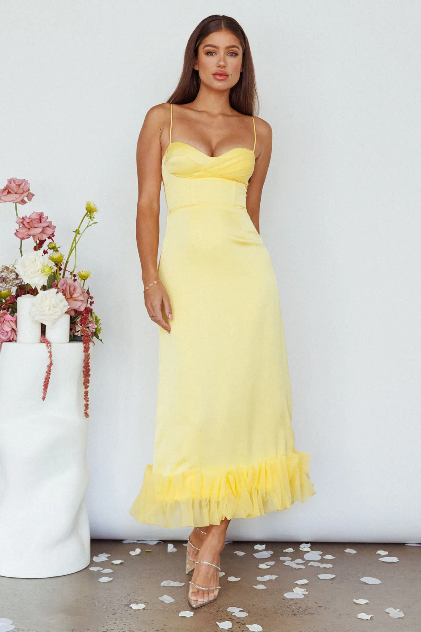 Buona Sera Hem Decoration Midi Dress Lemon sold by Selfie Leslie