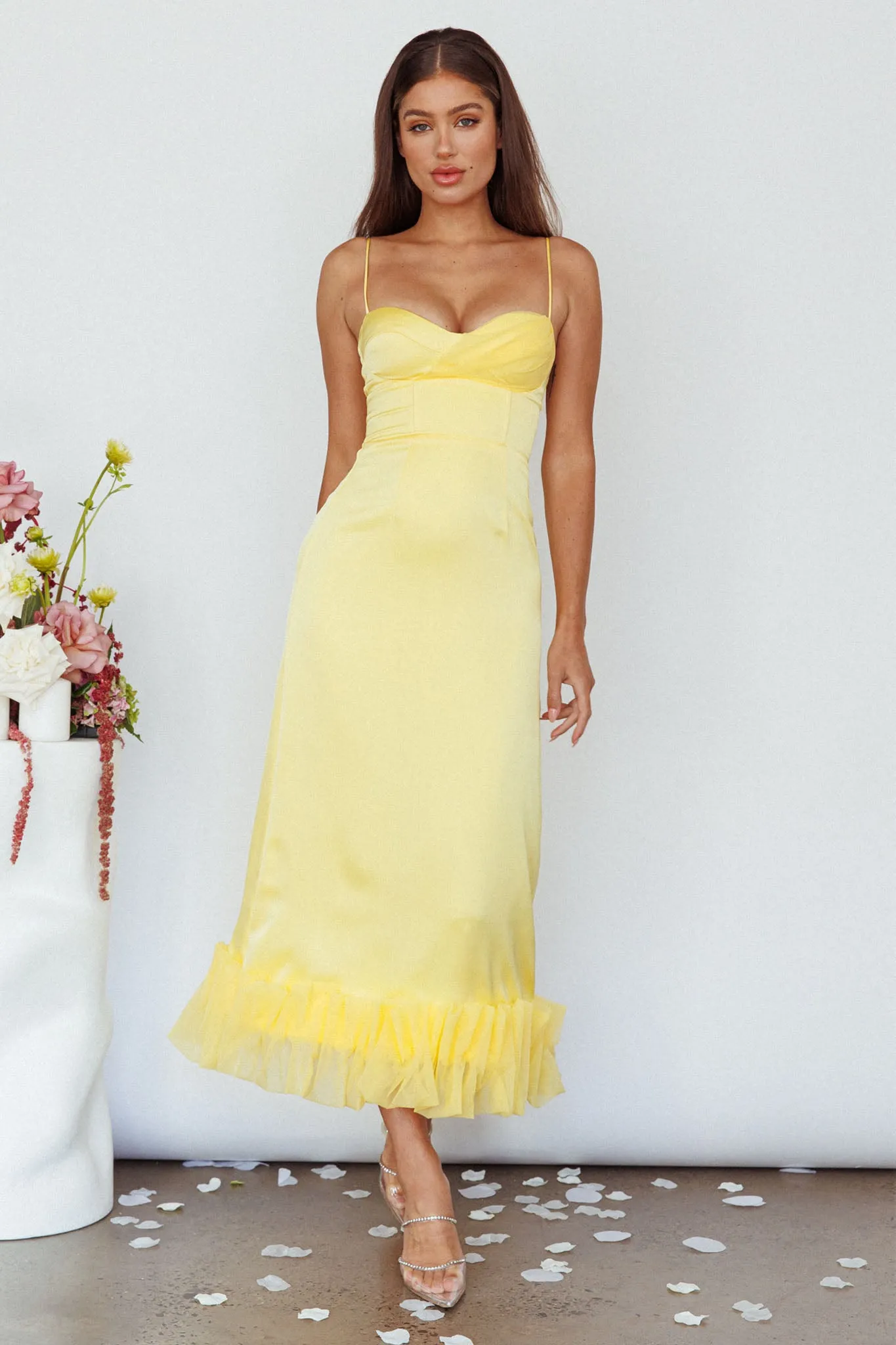 Buona Sera Hem Decoration Midi Dress Lemon sold by Selfie Leslie product image thumbnail 3