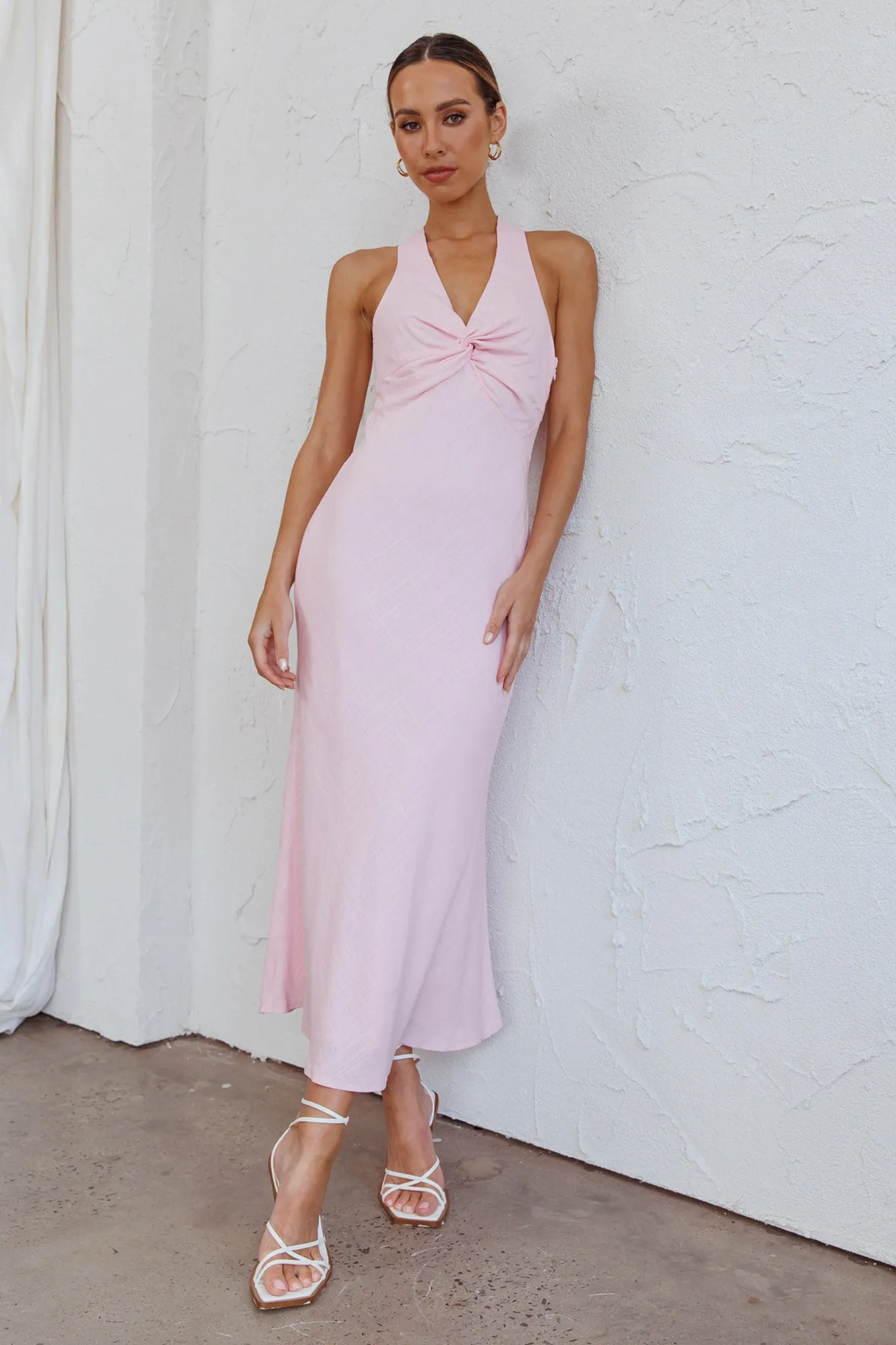 Coastal Charm Twist Back Maxi Dress Pink sold by Selfie Leslie product image thumbnail 3