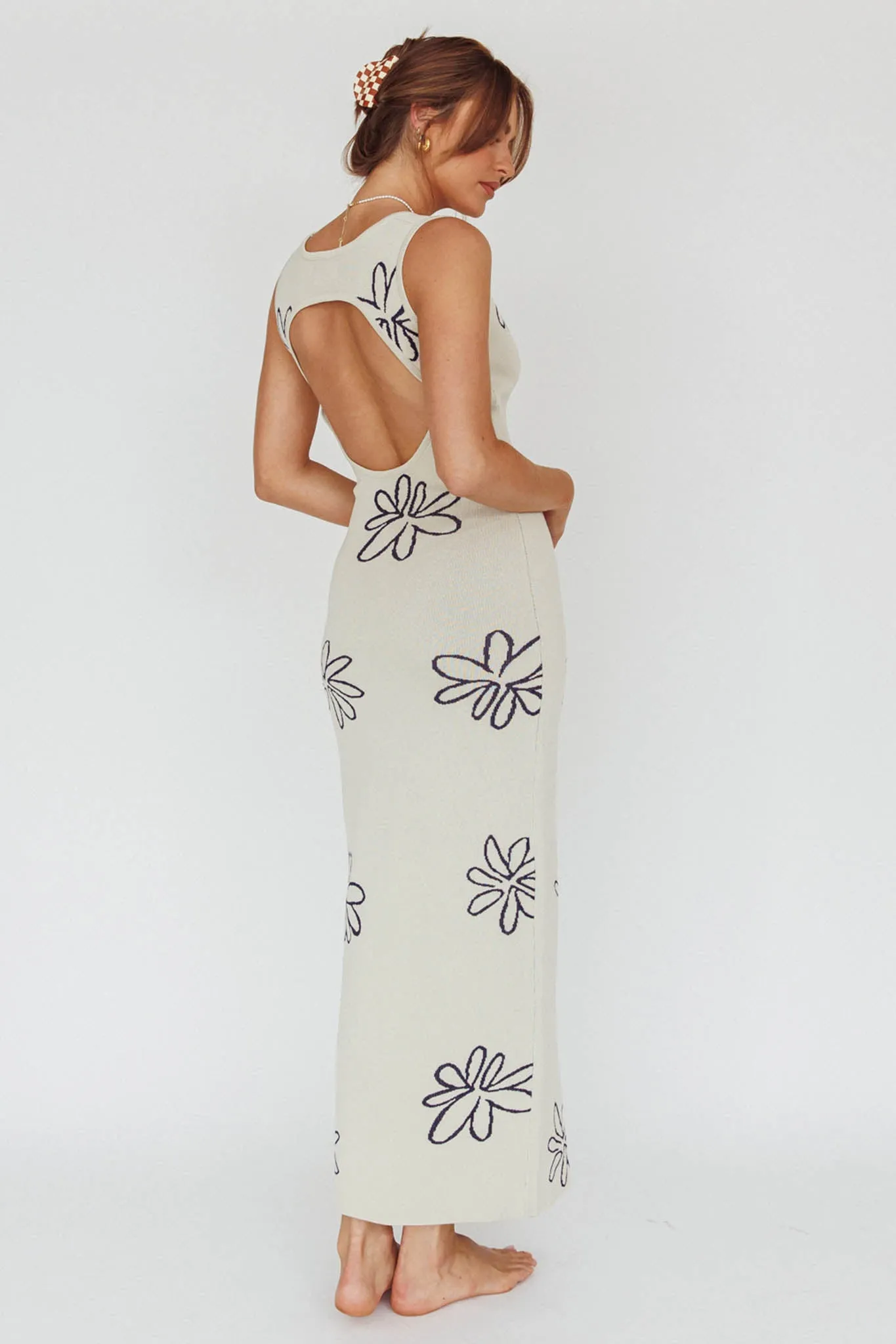Sunland Knit Maxi Dress Flower Cream sold by Selfie Leslie product image thumbnail 2