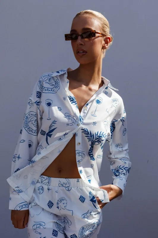 Weekend Bliss Long Sleeve Button Shirt White sold by Selfie Leslie