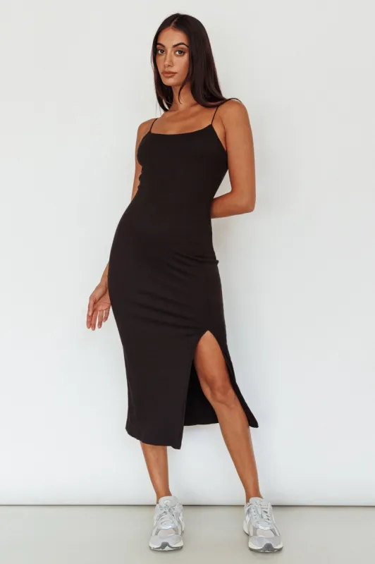 In My Element Split Midi Dress Black sold by Selfie Leslie