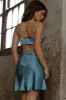 Shaken Not Stirred Cut-Out Waist Pleat Detail Mini Dress Soft Blue sold by Selfie Leslie