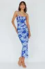 Hawaiian Sun Ruched Bust Midi Dress Print Blue sold by Selfie Leslie