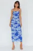 Hawaiian Sun Ruched Bust Midi Dress Print Blue sold by Selfie Leslie