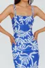 Hawaiian Sun Ruched Bust Midi Dress Print Blue sold by Selfie Leslie